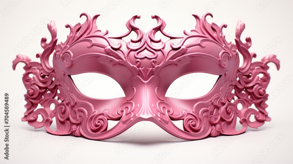 Elegance Unveiled: A stunning 3D illustration of a pink Venetian carnival mask. Isolated on a white background, this front-view masterpiece exudes charm. Elegance Unveiled: A stunning 3D illustration of a pink Venetian carnival mask. Isolated on a white background, this front-view masterpiece exudes charm.