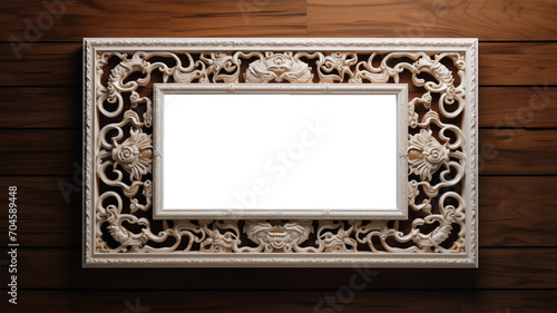 Chinese Mockup wood frame photo. Chinese dragon. Vertical boarder Mock-up. Empty board photo frame. Ai generated. Colorful PNG illustration © Anton