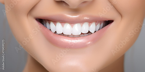 Closeup  female smile with white teeth