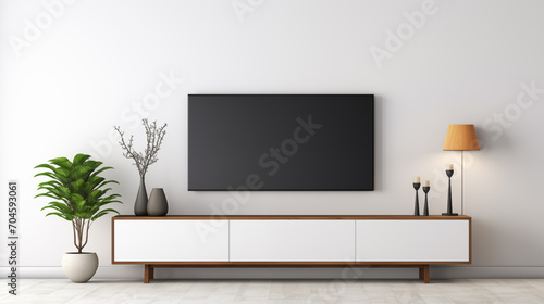 modern living room with tv. generative ai © Musyarofah