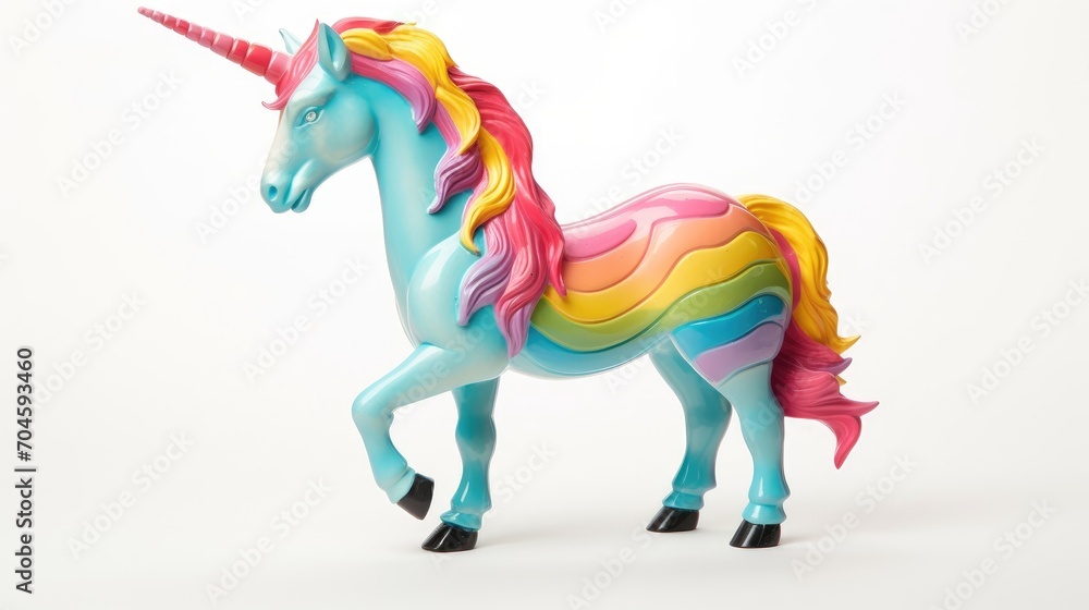 delightful unicorn toy, isolated on a crisp white background. Perfect for conveying the magic of childhood, fantasy play, and imaginative adventures. delightful unicorn toy, isolated on a crisp white background. Perfect for conveying the magic of childhood, fantasy play, and imaginative adventures.