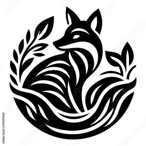 Tribal fox tattoo, vector illustration.
