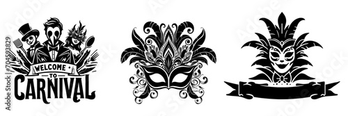 Set of carnival design, mardi gras decoration, vector illustration.