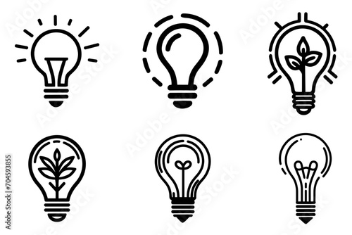 Set of idea bulbs, bright lamp for innovation, creative, inspiration symbol. problem solving or solution vector illustration.