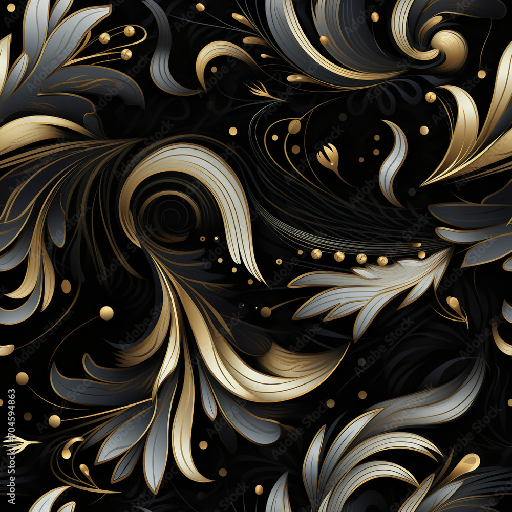 Swirling Golden Florals on Black
Swirling Golden Florals on Black