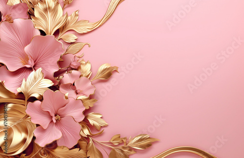 Rose Gold Floral on Pink
