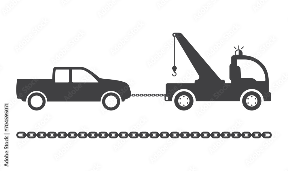 Naklejka premium evacuator service with pick up car on chain