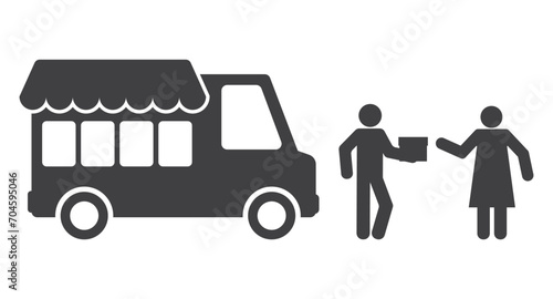 food shopping truck car with delivery person