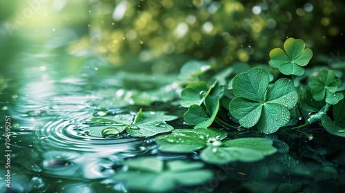 cloverleaf with four leaves in water