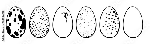 Dinosaur, birds eggs Collection doodle style. different outline eggs illustration for book, poster, easter greeting card, agriculture infographic, farm products packages, game designs, menu, cookbook