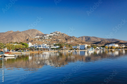 Boats at the port Livadi of Serifos island, Greece © costas1962