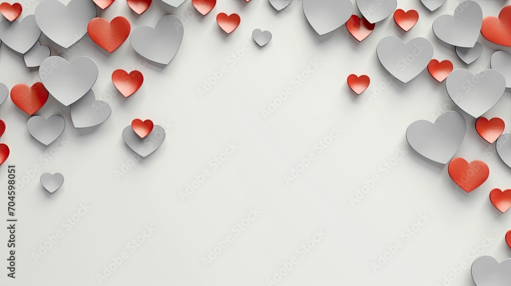 Sienna colored hearts on light gray background, Valentine's Day card background