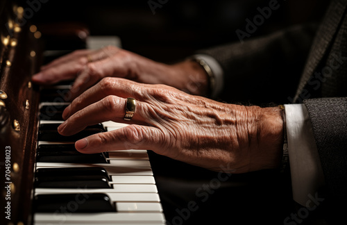 Alter Mann spielt das Klavier, Pianist für klassische Musik, Kunst und Kultur photo