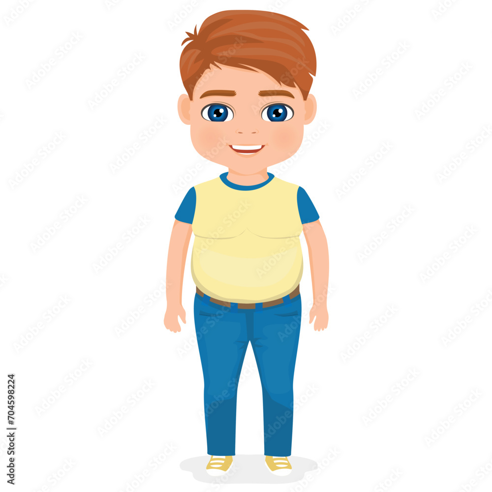 Cheerful fat boy with orange hair Cheerful fat boy with orange hair