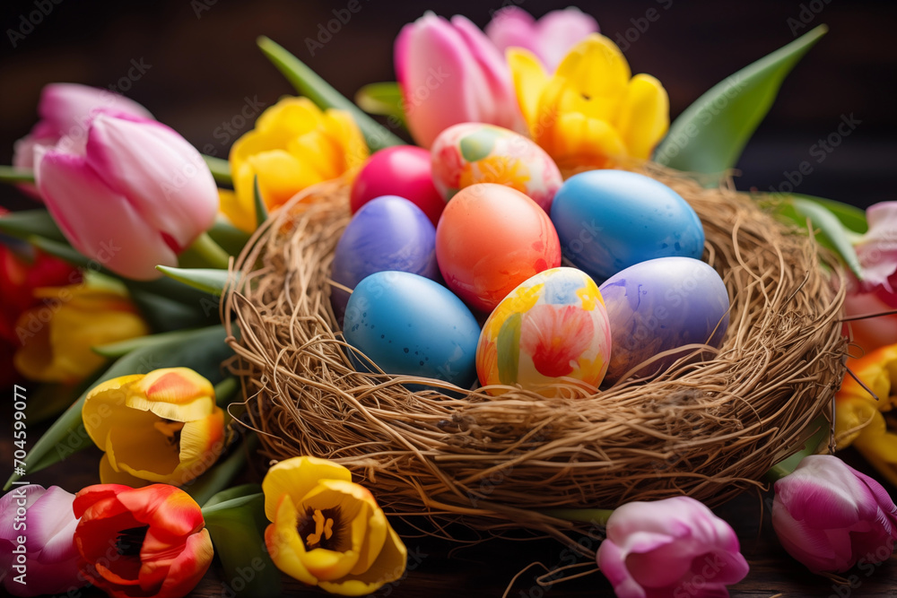 Ostereier Suche an Ostern, ein warmes Osterfest im Frühling, Ostern in der Natur Ostereier Suche an Ostern, ein warmes Osterfest im Frühling, Ostern in der Natur