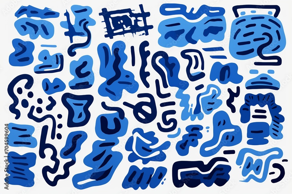 Experience the vibrancy of this assortment of blue marker paint strokes, featuring different saturations and hues ranging from sky blue to navy Experience the vibrancy of this assortment of blue marker paint strokes, featuring different saturations and hues ranging from sky blue to navy