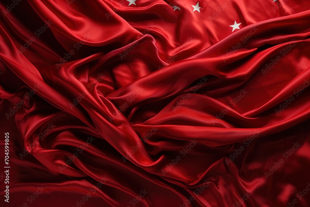 Red silk fabric with white stars Red silk fabric with white stars