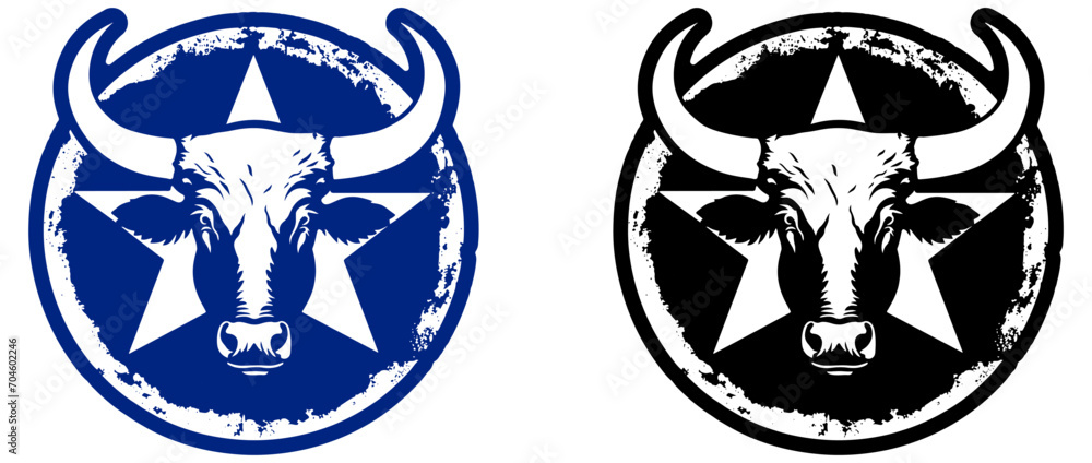 Texas Longhorn Bull Vector Illustration - Western Ranch Logo Design