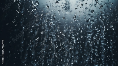 Rain drops on a window in the dark