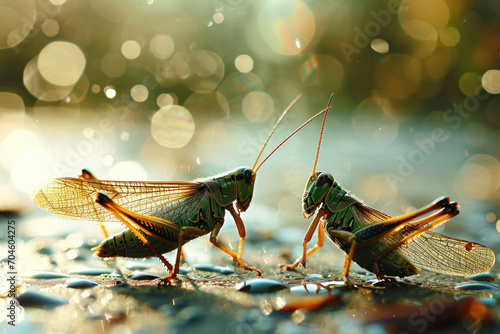 green grasshopper on the ground