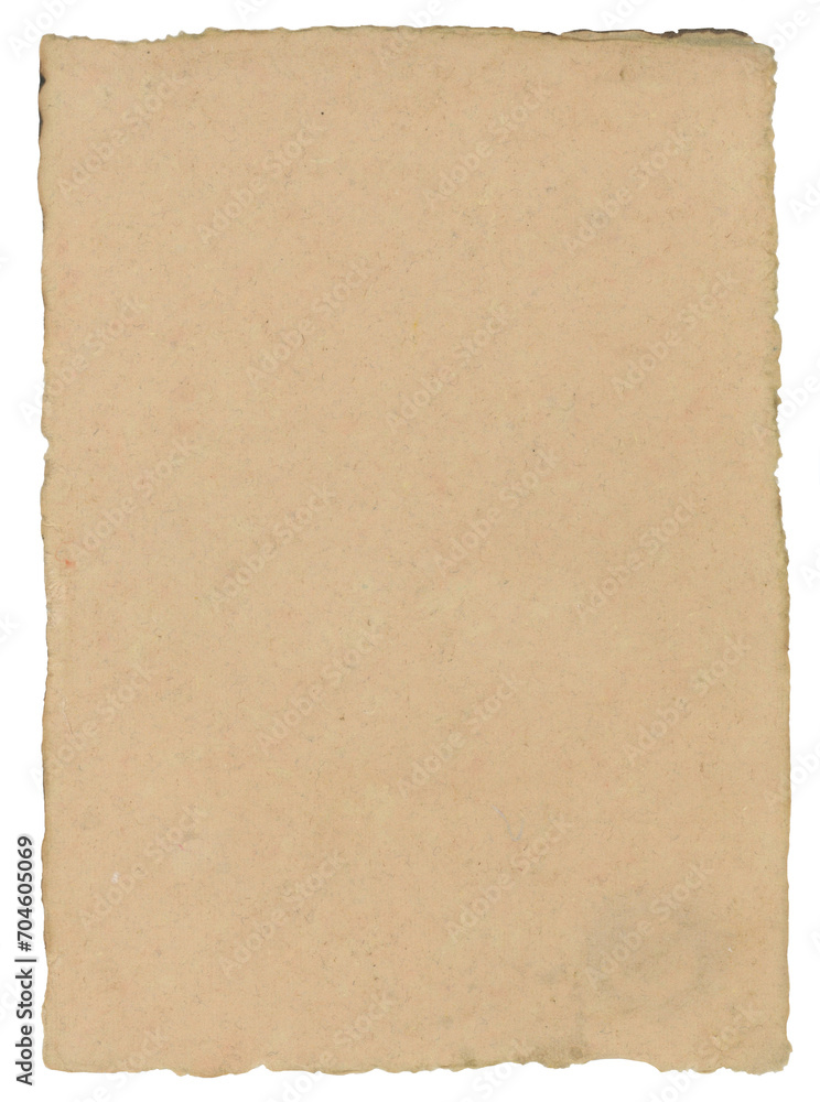 Brown handmade paper vertical, transparent background