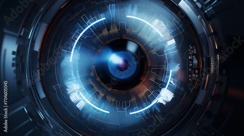 A Close up of an Eye With a Futuristic Design in the Iris