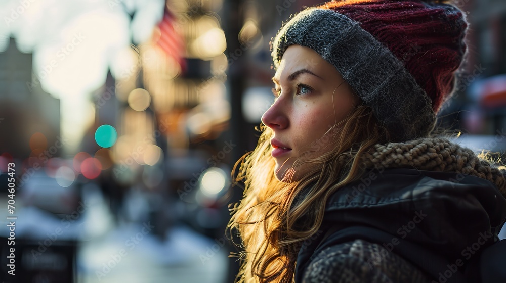 portrait of a young cute model woman in the city portrait of a young cute model woman in the city