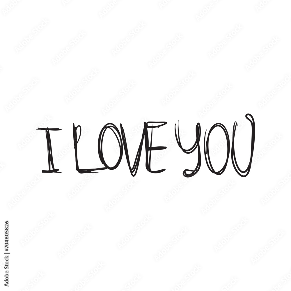 Hand written tangled phrase I love you in black isolated on white background. Hand drawn vector sketch illustration in doodle simple style. Concept of love, saint valentines day, wedding design. Hand written tangled phrase I love you in black isolated on white background. Hand drawn vector sketch illustration in doodle simple style. Concept of love, saint valentines day, wedding design.