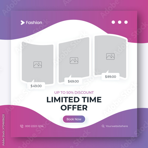 Fashion sale social media post and web banner design template