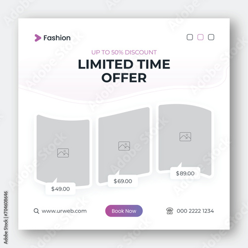 Fashion sale social media post and web banner design template