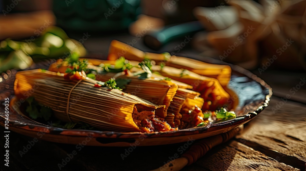 Authentic mexican tamales on a plate.