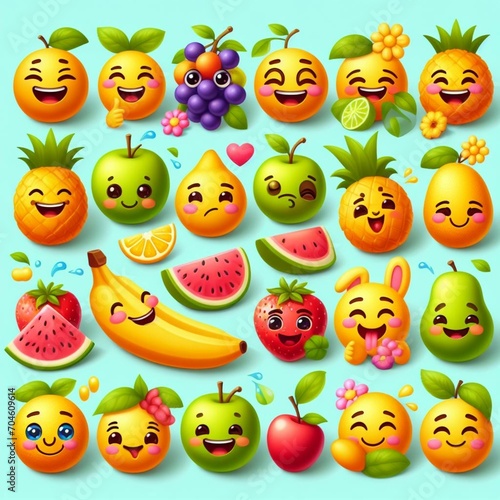 Emojis o emoticonos divertidos de frutas y verduras  alimentaci  n sana
