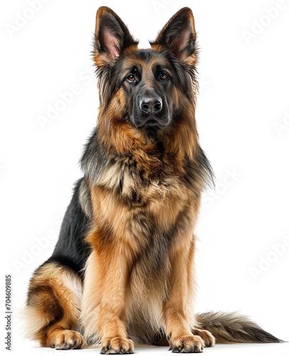 Golden Retriever dog sitting on a white transparent background