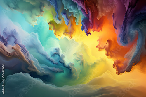 Dynamic and colorful abstract background with a fluid, swirling pattern, creating a vibrant and artistic texture reminiscent of a fantasy landscape.