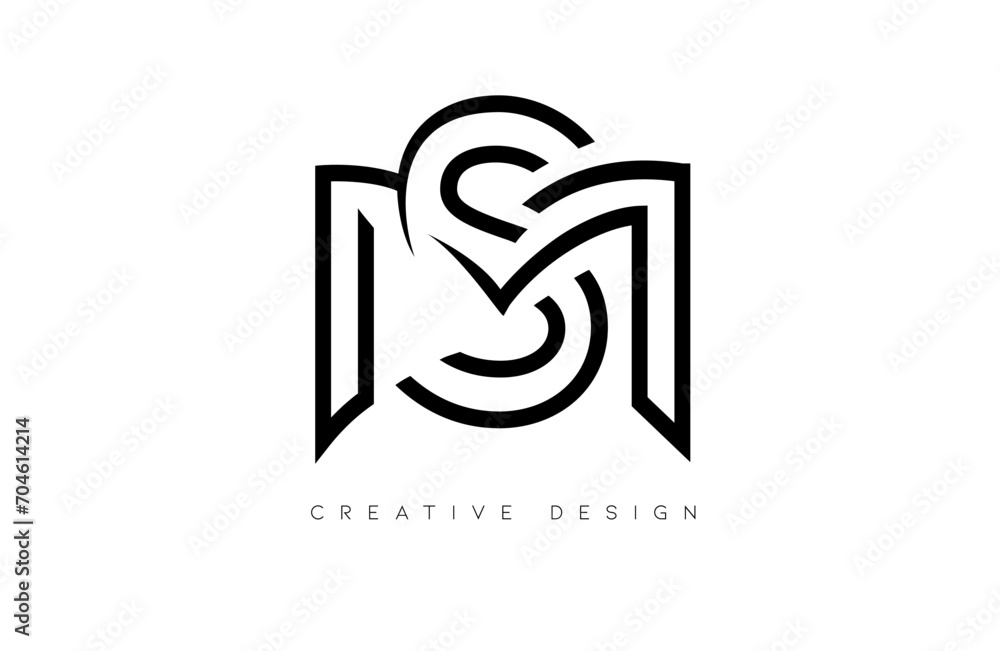 Black MS sm letter logo design made of white monogram lines. Letter idea for personal or business use vector illustration. Black MS sm letter logo design made of white monogram lines. Letter idea for personal or business use vector illustration.