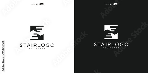 Stair Steps Tread Silhouette for Staircase Architecture Interior Building logo design