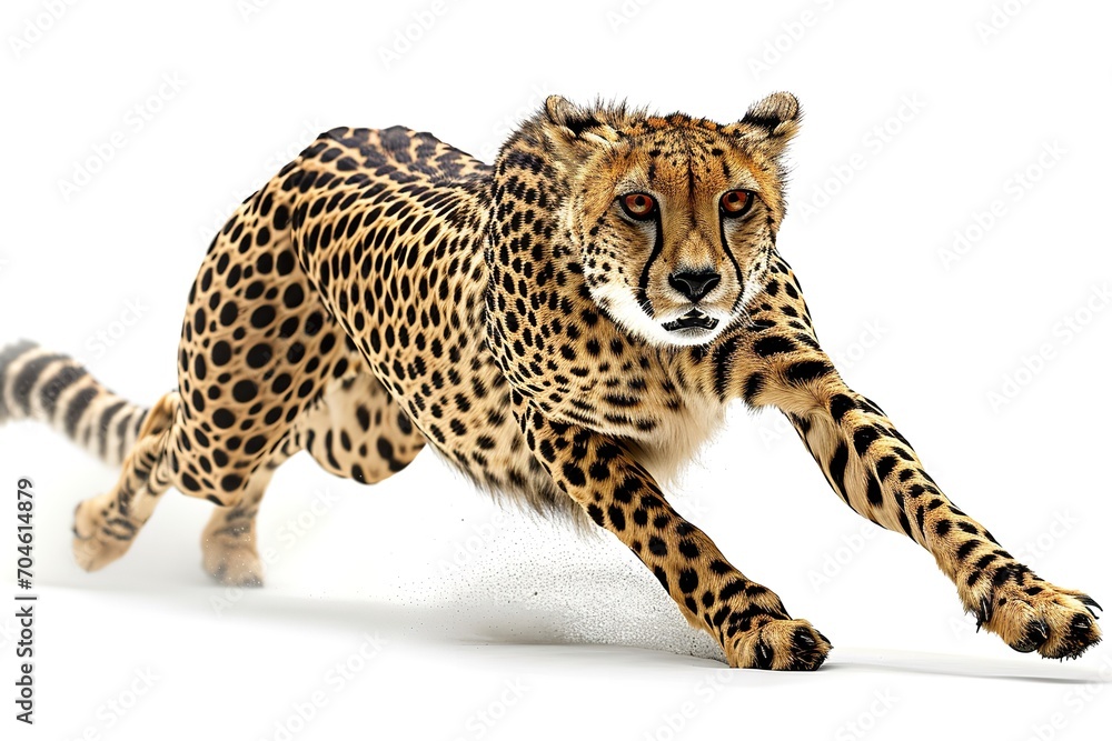 Cheetah in front of a white background running
Cheetah in front of a white background running