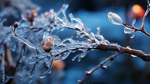 A pair of frost-covered pine cones, suspended in midair, showcasing the natural beauty and symmetry of winter's touch.