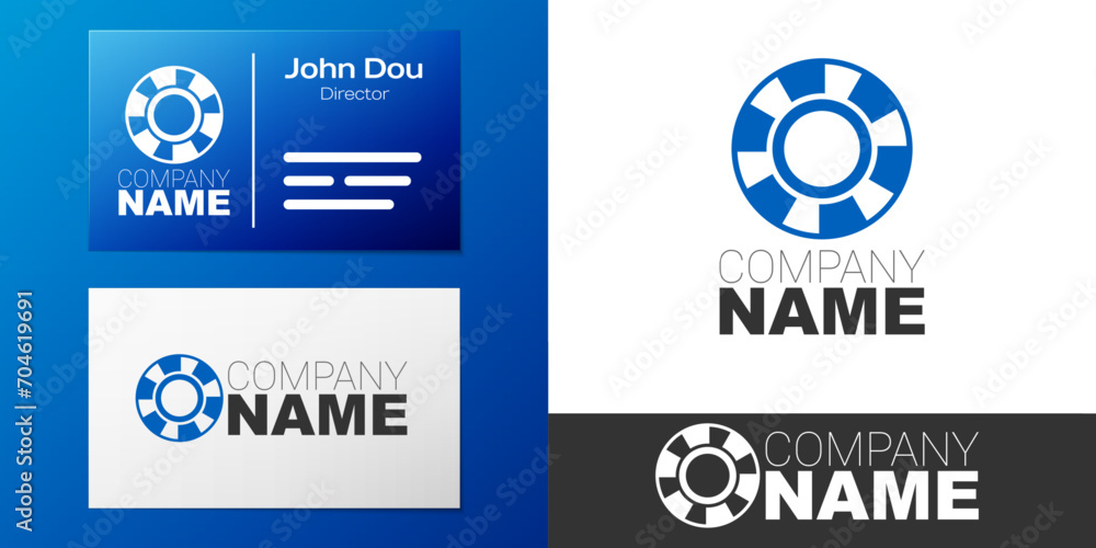 Fototapeta premium Logotype Casino chips icon isolated on white background. Casino gambling. Logo design template element. Vector