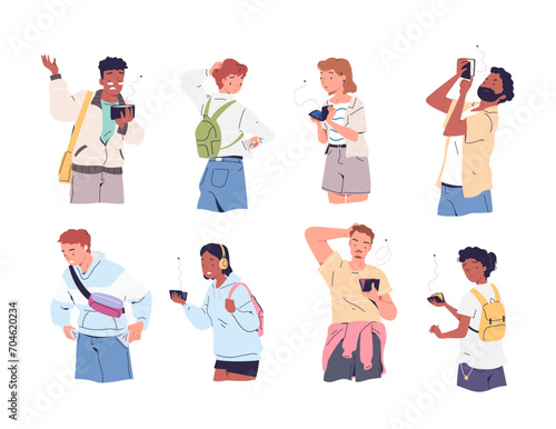 People empty wallets. Sad person open purse and broke pocket, financial crisis bankruptcy or unemployment trouble, emptiness purses, frustrated poor man classy vector illustration