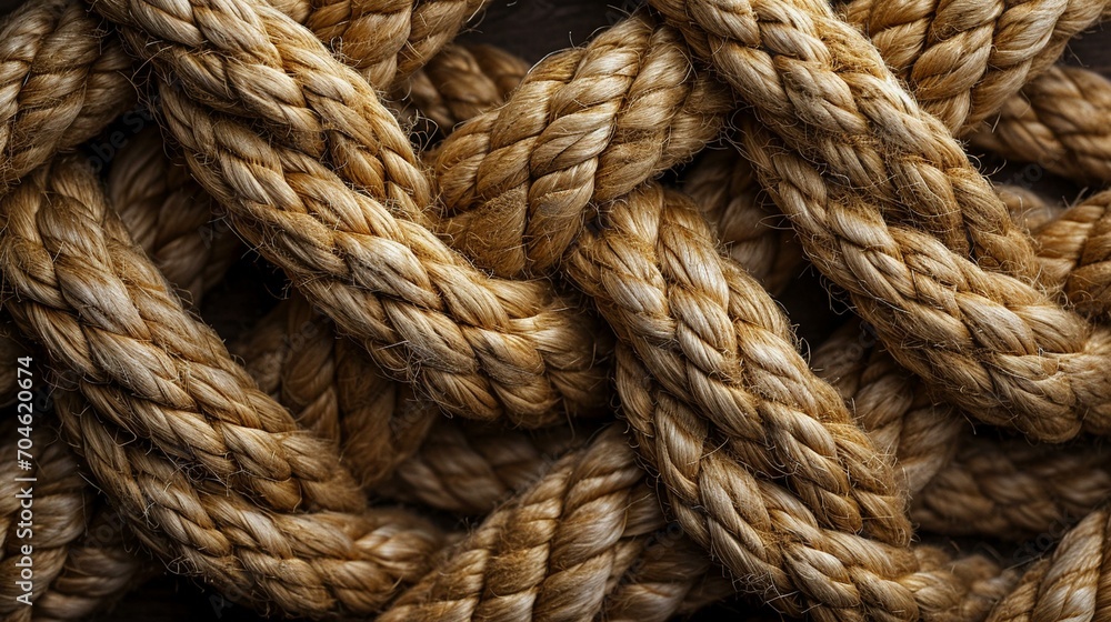 Nautical rope patterns forming intricate knots, providing a textural background for design projects. [Rope knot details]