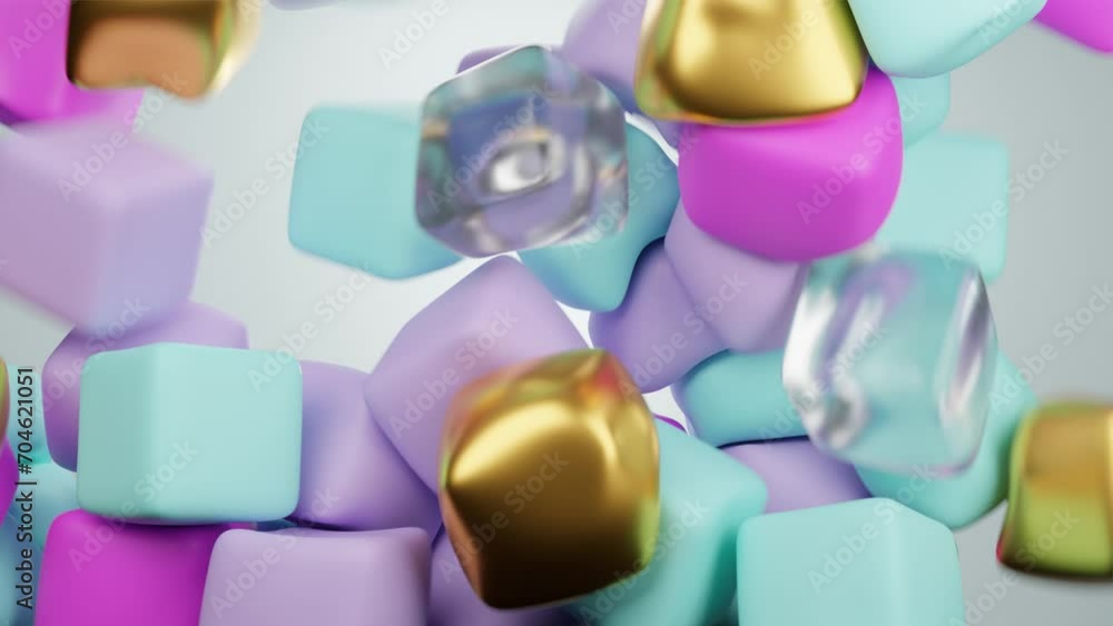 Abstract background with soft falling cubes of different colors. Looped video with alpha channel Abstract background with soft falling cubes of different colors. Looped video with alpha channel