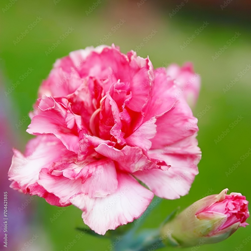 Carnation Shabo in the foreground against a vibrant background