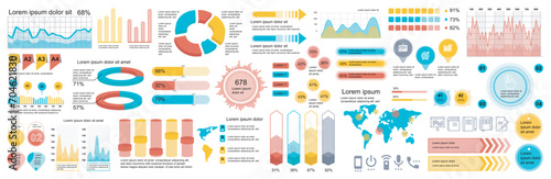 Mega set of infographic elements data visualization vector design template. Can be used for steps, options, business process, workflow, diagram, flowchart, timeline, marketing. Bundle info graphics.