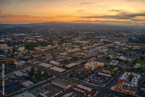 Aerial View of Escondido, California at Dusk