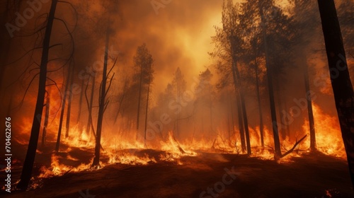 A forest filled with lots of fire and lots of trees © cac_tus