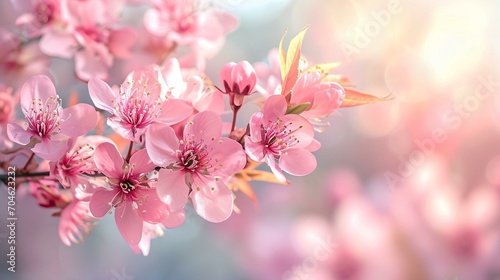 Delicate spring blossoms in full bloom, forming a dreamy and floral Easter banner background. [Spring blossom dream]