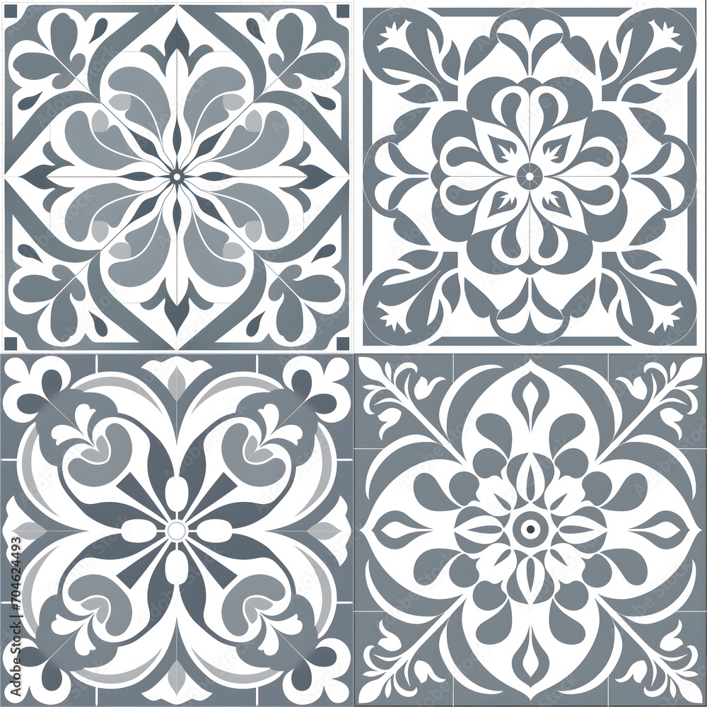 Grey and white Modern stylish abstract  geometric tile