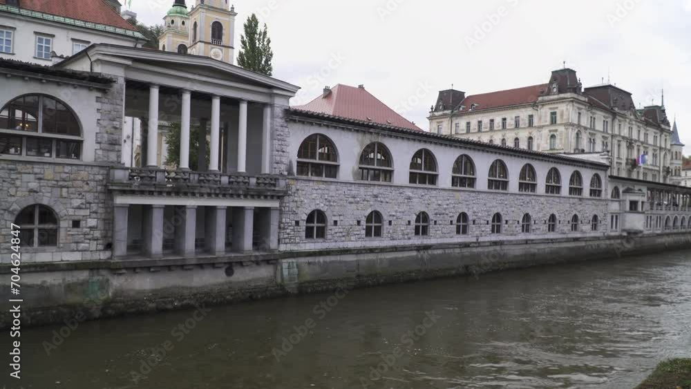 Ljubljanica river flowing through the city of Ljubljana, Slovenia Ljubljanica river flowing through the city of Ljubljana, Slovenia