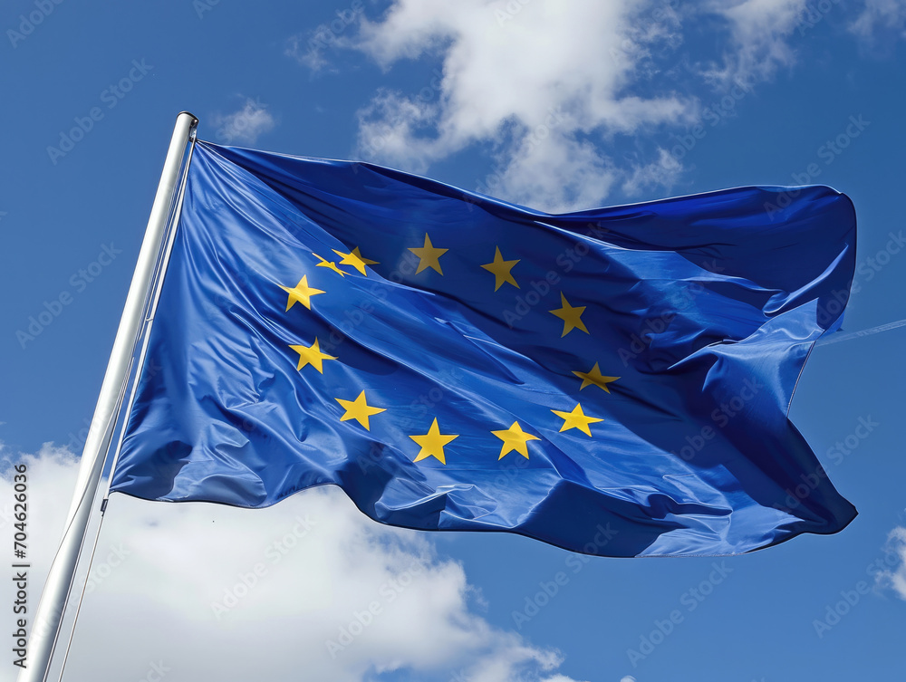 EU flag against the sky EU flag against the sky